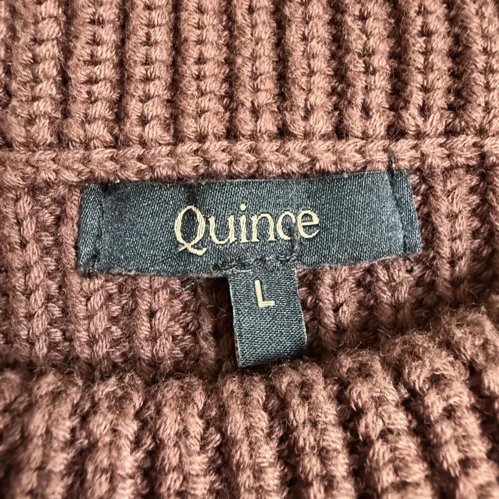 Quince 100% Organic Cotton Fisherman Crew Sweater Cappuccino Brown Large LB48744